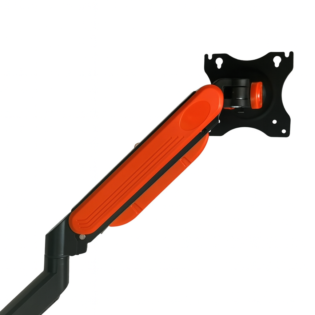 ArcadeX Single Monitor Mount, 13 to 32 Inch Gas Monitor Arm, Adjustable Stand, Vesa Mount with Clamp and Grommet Base - Fits 4.4 to 22lbs LED Computer Monitors (Black with Orange)