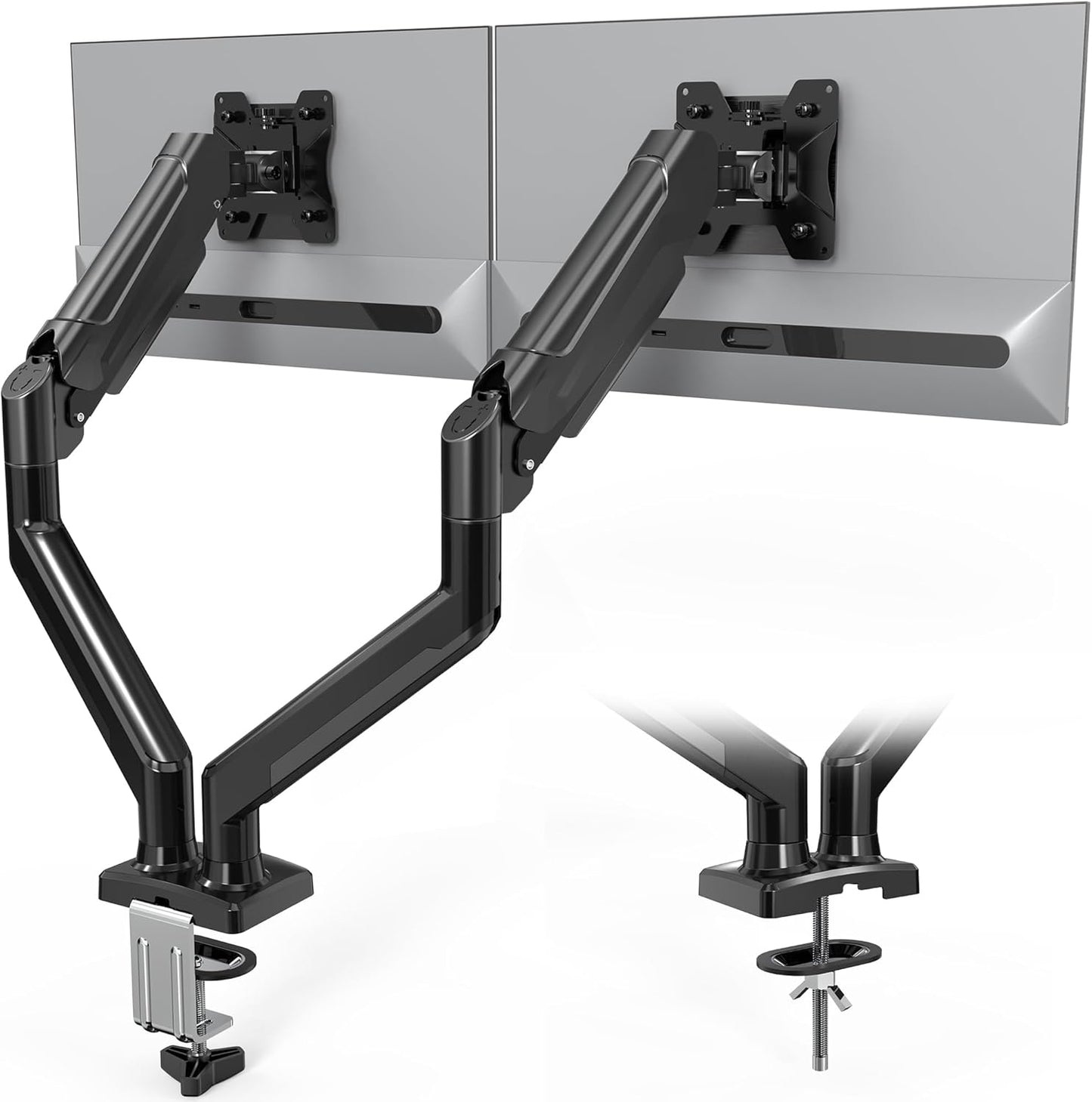 Dual Monitor Arm, Gas Spring, Black