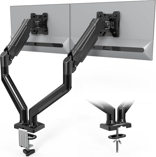 Dual Monitor Arm, Gas Spring, Black