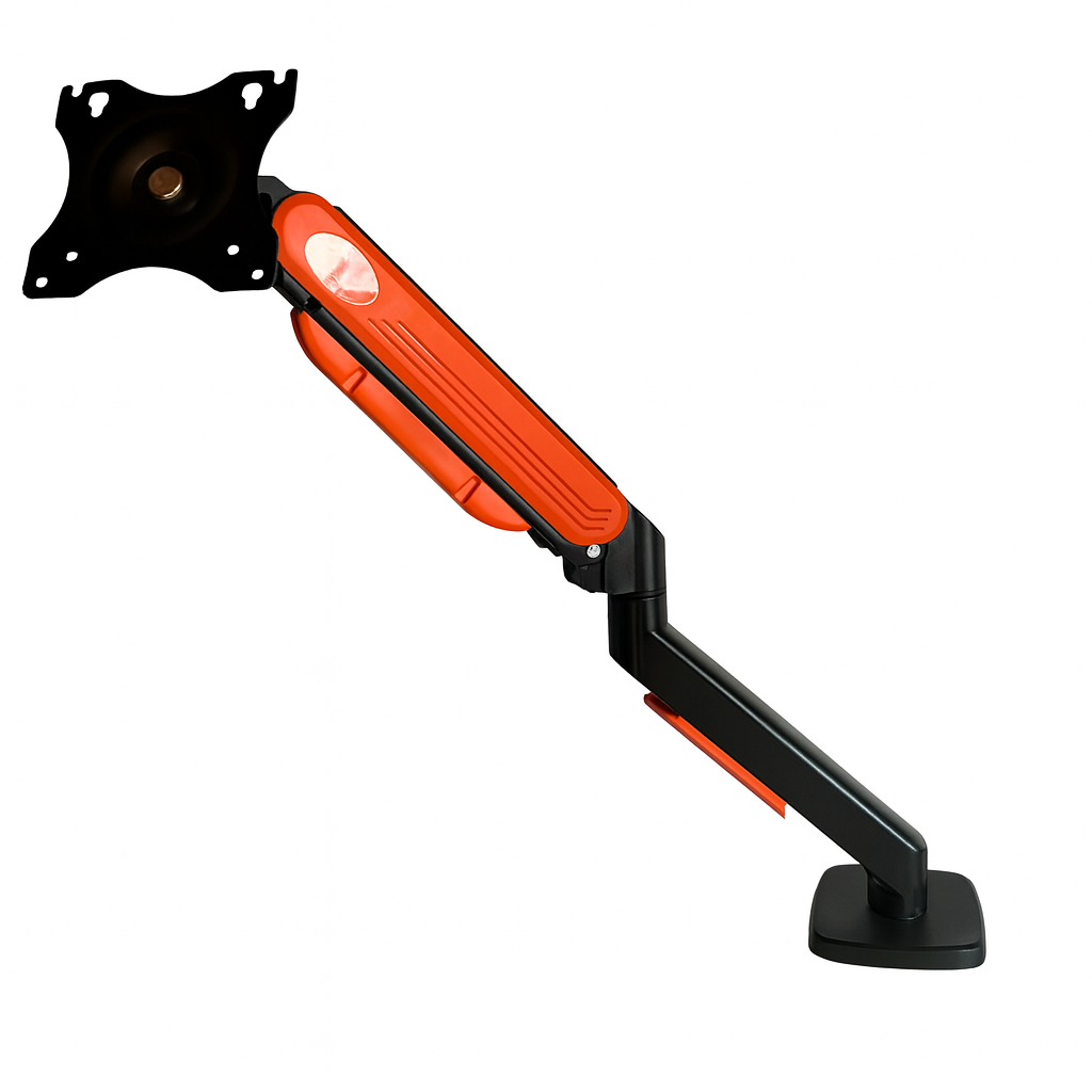 ArcadeX Single Monitor Mount, 13 to 32 Inch Gas Monitor Arm, Adjustable Stand, Vesa Mount with Clamp and Grommet Base - Fits 4.4 to 22lbs LED Computer Monitors (Black with Orange)