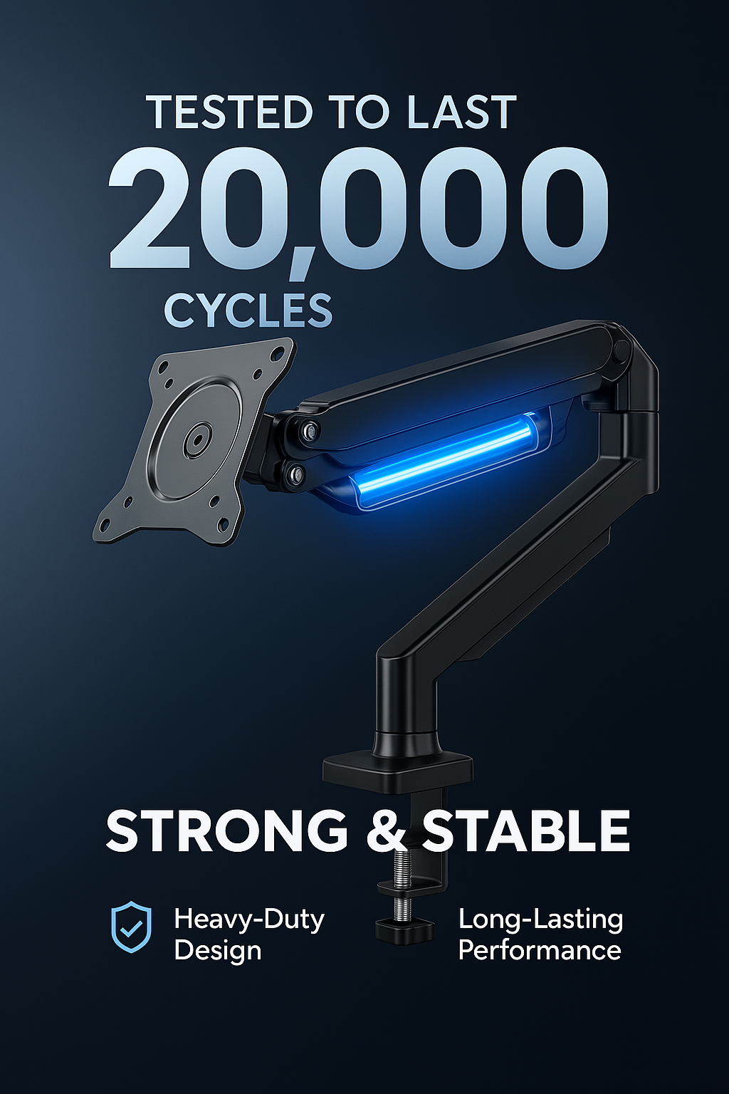 ArcadeX Single Monitor Mount, 13 to 32 Inch Gas Monitor Arm, Adjustable Stand, Vesa Mount with Clamp and Grommet Base - Fits 4.4 to 22lbs LED Computer Monitors