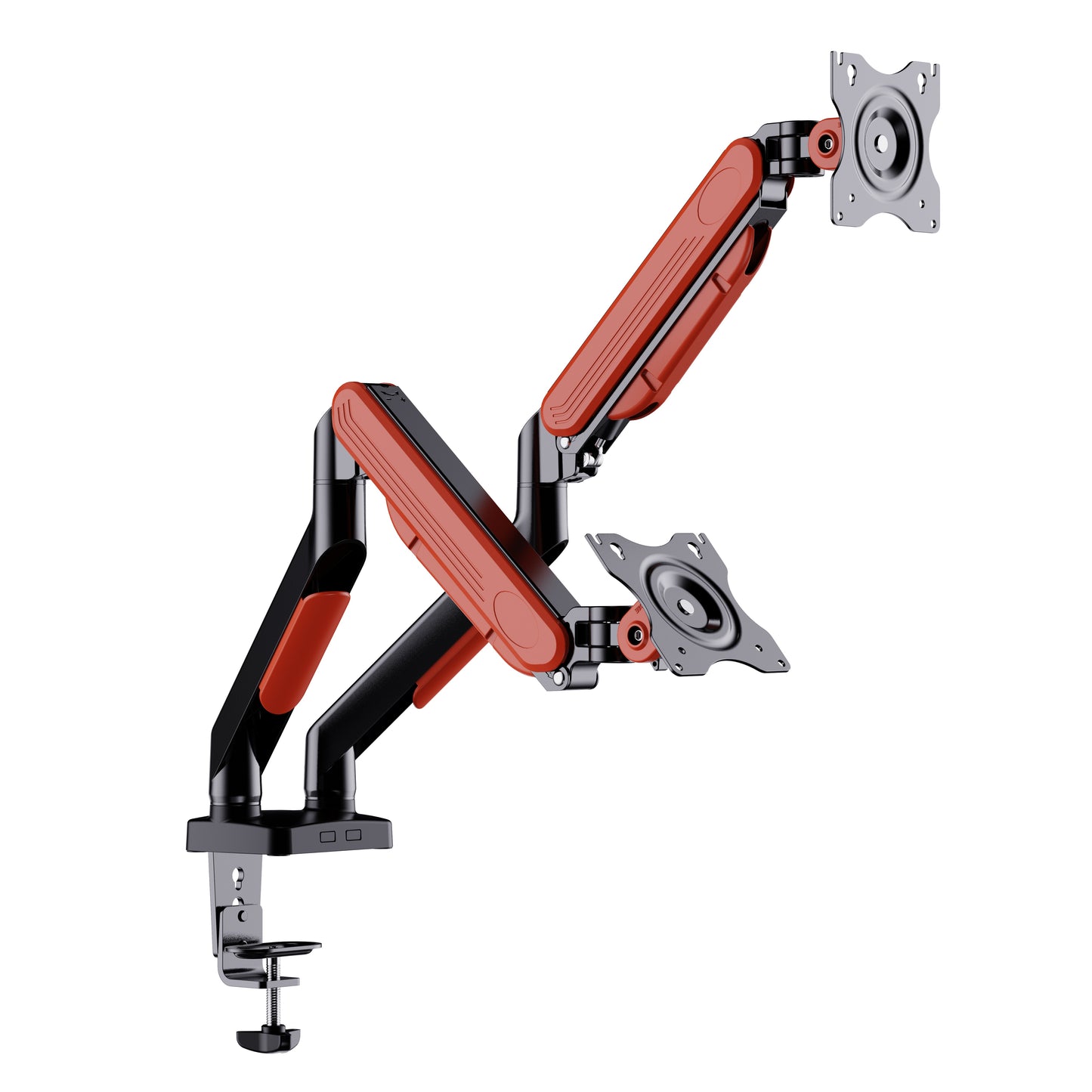 Dual Monitor Arm, Gas Spring , Black with Orange