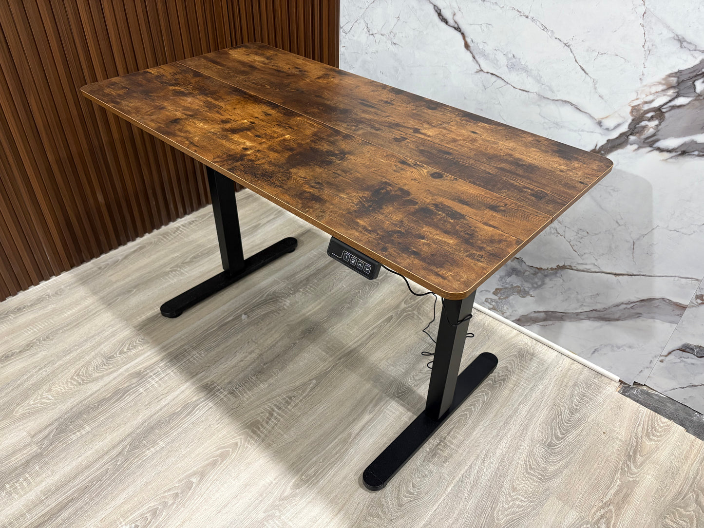 Electric Standing Desk – Rustic Brown