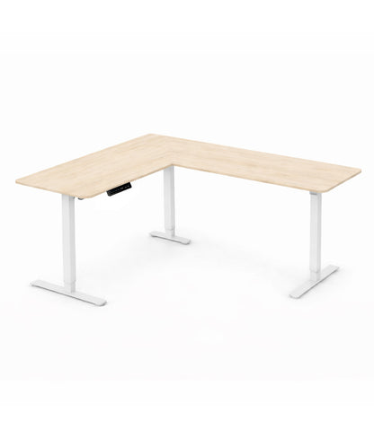 Corner Electric Standing Desk – White Maple