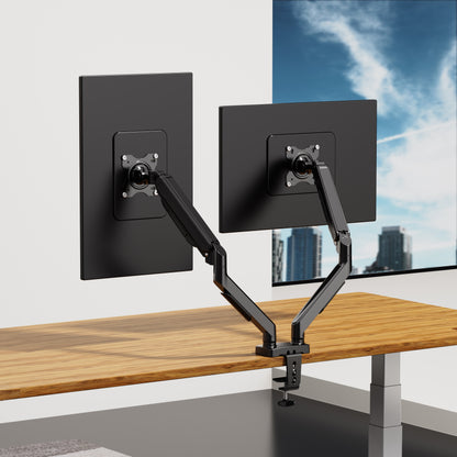 Dual Monitor Arm, Gas Spring, Black
