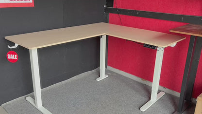 Corner Electric Standing Desk – White Maple