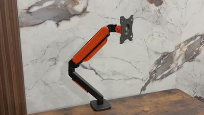 Single Monitor Arm, Gas Spring , Black with Orange